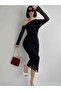 Black One Shoulder Tulle Detailed Stylish Dress - 2