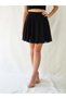 Women's Black Velvet Striped Shorts Tulle Bell-Sleeve Skirt - 2