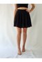 Women's Black Velvet Striped Shorts Tulle Bell-Sleeve Skirt