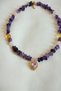 Jewelled Pink Quartz, Amethyst, Citrine Natural Stone Heart Necklace - 2