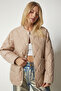 Oversize Quilted Coat with Pockets Cream Ldz0011