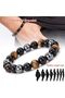 Tiger Eye - Hematite And Onyx Stone Bracelet Health Magnet, Natural Stone Bracelet for Men and Women - 2