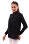 Plus Size Lace Crepe Shirt - Lace-up, G0050 - 5
