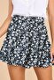 BLACK FLOWER PATTERNED SUMMER SHORTS SKIRT - 2