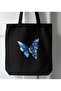 Black canvas butterfly tote bag, canvas bag, shopper bag - 3