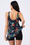 Women's Tropical Print Lycra Dress and Swimsuit Set with Shorts - 4