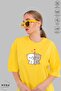 Unisex Crew Neck Heart Bubu Dudu Printed Cotton Oversize Short Sleeve T-Shirt
