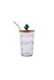 Glacier Set of 2 Glass Glasses with Straws - 2