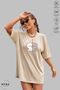 Unisex Crew Neck Heart Bubu Dudu Printed Cotton Oversize Short Sleeve T-Shirt - 3