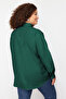 Emerald Green Boyfriend Basic Plus Size Long Sleeve Woven Shirt TBBSS22GO0319 - 5