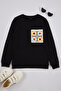 Black Printed Cotton Knitted Sweatshirt Tkdaw25Sw00011