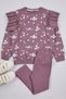 Light Purple Slogan Cotton Knitted Bottom-Top Suit Tkdaw25Au00005 - 2