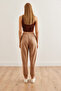 Women's Beige Elastic Waist Modal Buttoned Jogging Sweatpants Eşf-00000072 - 5
