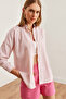 Women's Fuchsia Bat Striped Oversize Linen Shirt Gml- 19001235
