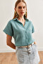 قميص نسائي من الموسلين الأساسي باللون الأخضر النعناعي GML-19001215 - 6