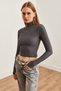 Women's Smoked Half Fisherman Slim Ribbed Finger Detailed Ottoman Blouse Blz- 19002709 - 4