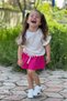 Girl's Summer Muslin Skirt Blouse Set 100% Cotton Fuchsia
