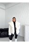 Women's Fleece Collar Pocketed Fur Coat with Snap Closure Short Length Imported Lined Fur Coat Sgt1007 - 2