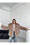 Women's Fleece Collar Pocketed Fur Coat with Snap Closure Short Length Imported Lined Fur Coat Sgt1007 - 6