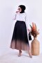 Piliseli Flared Patterned Summer Mink Color Gradient Skirt (Length 90 cm)