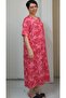 Round neck pink red print combed cotton Viscose Dress - 4