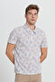 Ecru Cobalt Blue Men's Polo Neck Printed Slim Fit T-shirt - 3