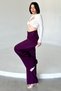 Purple High Waist Pleated Women's Palazzo Trousers - Wide Leg - 6