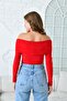 Women's Red Sandy Fabric Madonna Collar Long Sleeve Blouse 12252 - 3