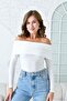 Women's Ecru Sandy Fabric Madonna Collar Long Sleeve Blouse 12252 - 5