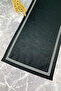 عداء مطرز بخطوط مزدوجة باللونين الأبيض والأسود مقاس 40 × 110 سم