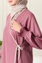 Women's Sleeve Detail Double Breasted Neckline Ribbed Side Tie Prayer Dress - 7