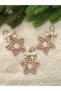 Star Christmas Tree Ornament with 3 Natural Wooden Beads and Ribbon