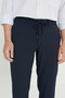 Men's Navy Blue Slim Fit Slim Fit Seersucker Patterned Flexible Tie Waist Trousers - 4