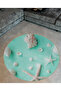 Turquoise Themed Starfish and Shell Patterned Round Woven Base Modern Decorative Carpet 6028 - 2