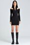 1875 Black Off-the-Shoulder Dress with Zipper on the Front - 2