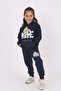 Cute teddy bear print & hooded girls' tracksuit set