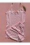 Ribbed, Cotton, Lycra, 3-Piece Pink, Green, Blue Women's Rope Strap Tank Top and Panties Set - 2