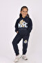 Cute teddy bear print & hooded girls' tracksuit set - 2