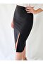 Women's Deep Slit Midi Size Woven Black Skirt - 5