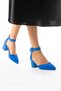 Women's Blue Suede Shoes Evening Dress Stiletto Chunky Heel Wedding Dress Shoes 5.5cm