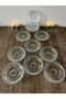 New Trend 12 Pieces of Glass Beaded Tea Plates, 6 Pieces of Coasters, 6 Pieces of Tea Plates with Coasters