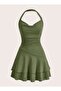 Eva - Ruffled Mini Dress with Halter Neck