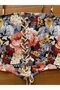 French Vintage Floral Print Lace-Up Navy Blue Corset - 3