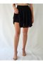 Women's Black Velvet Striped Shorts Tulle Bell-Sleeve Skirt - 6