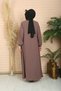 Women's Mevlana Zippered Summer Full-Length Ferace Islamic Clothing New Season Dark Rose Ferace - 4