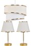 Wind Cake Single Pendant Lamp Chandelier and Gold Lampshade Set Cream