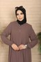 Women's Mevlana Zippered Summer Full-Length Ferace Islamic Clothing New Season Dark Rose Ferace - 5