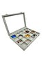 Jewelry Box 20 Compartments Suede Gray Fabric Covering