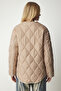 Oversize Quilted Coat with Pockets Cream Ldz0011 - 6