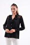 Women's Plus Size Lace Garnished Stone Stripe Detailed Shirt G0057 - 4